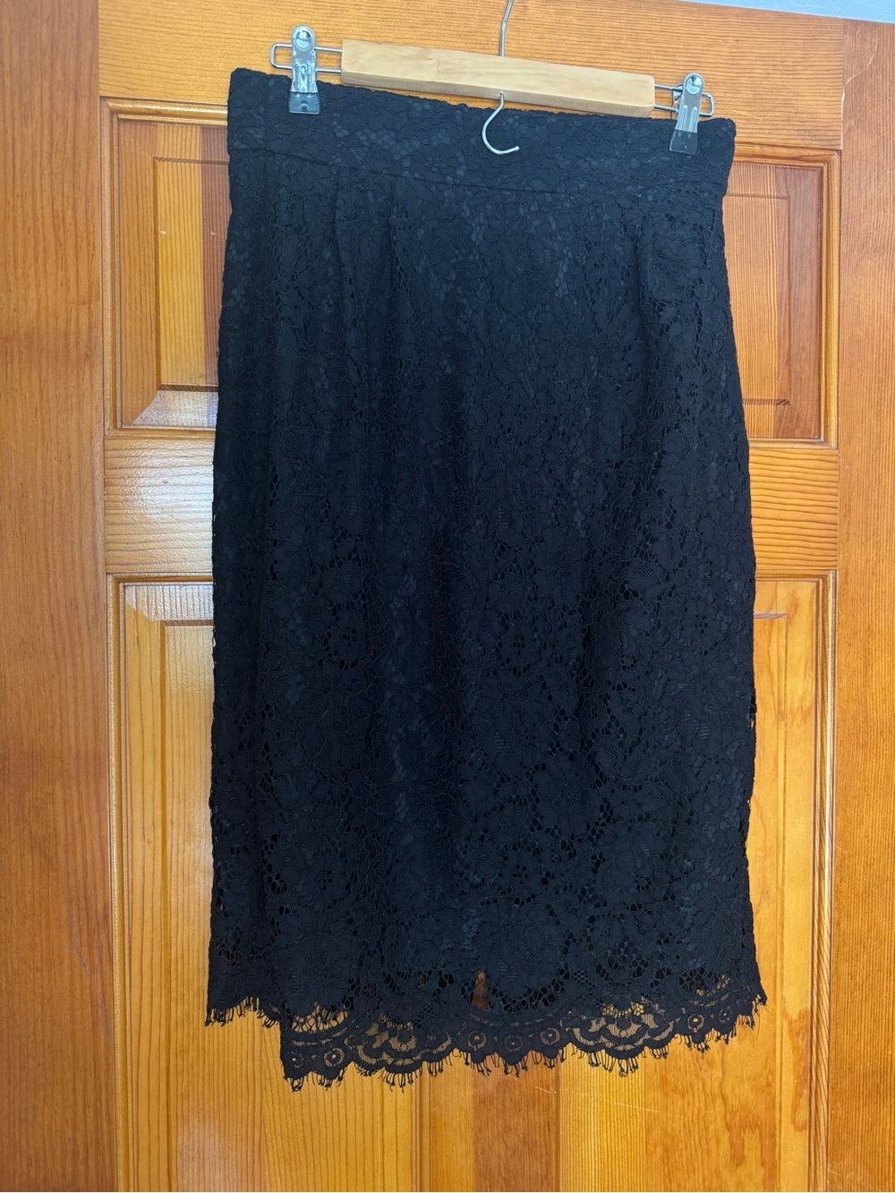 J. Crew Black Lace Midi Skirt
